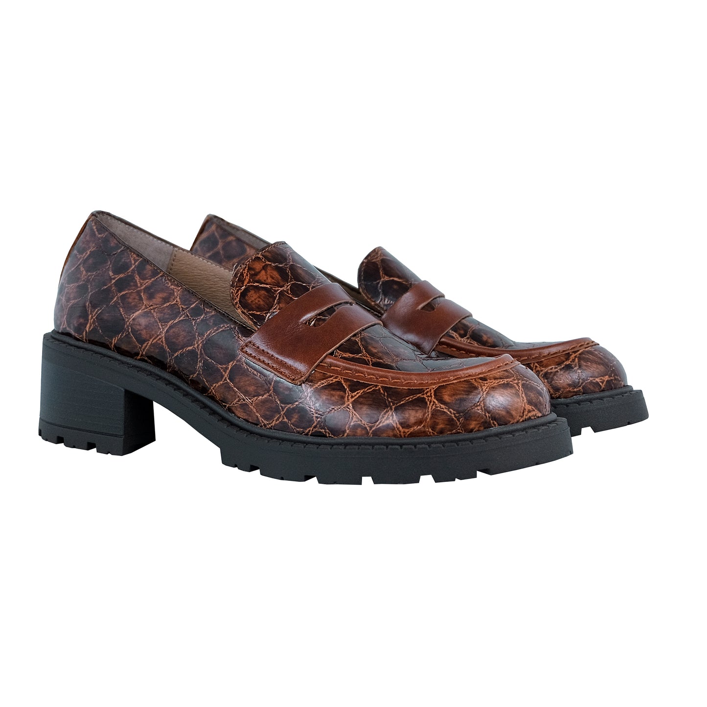 Wonders Evoclub – Mocasín Mujer Tacón Piel Marrón: D-1401