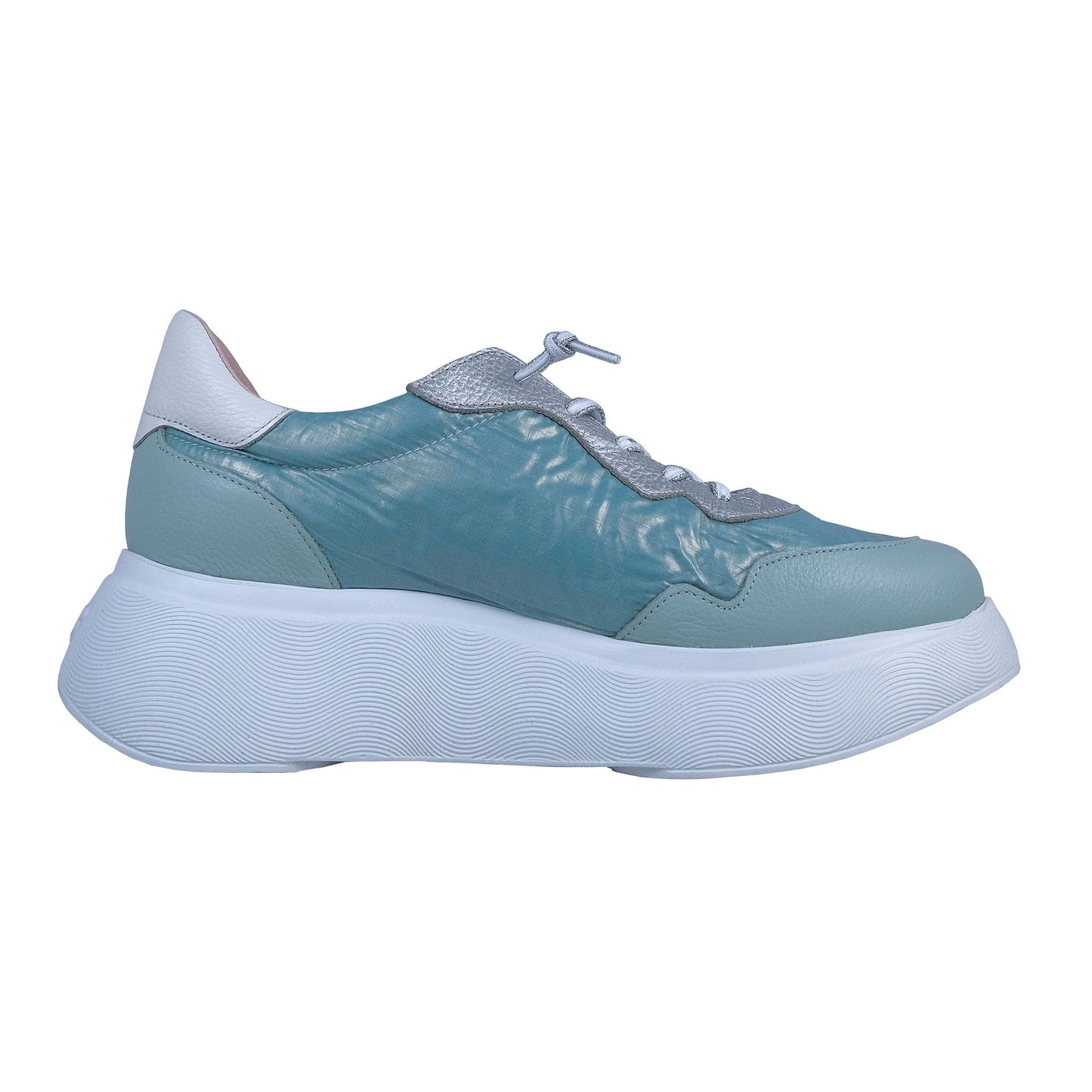 Wonders Berlin: Women's Aqua Blue Leather Sneakers A-3602
