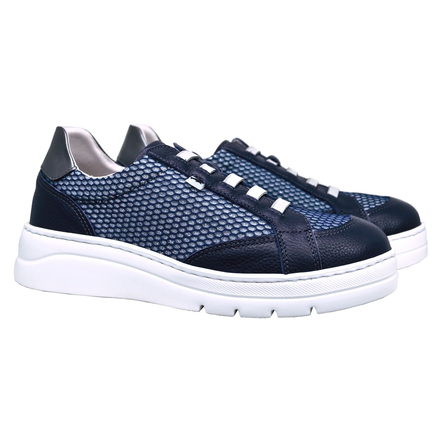 Fluchos Pompas: Women's Blue Leather Sneakers F1668