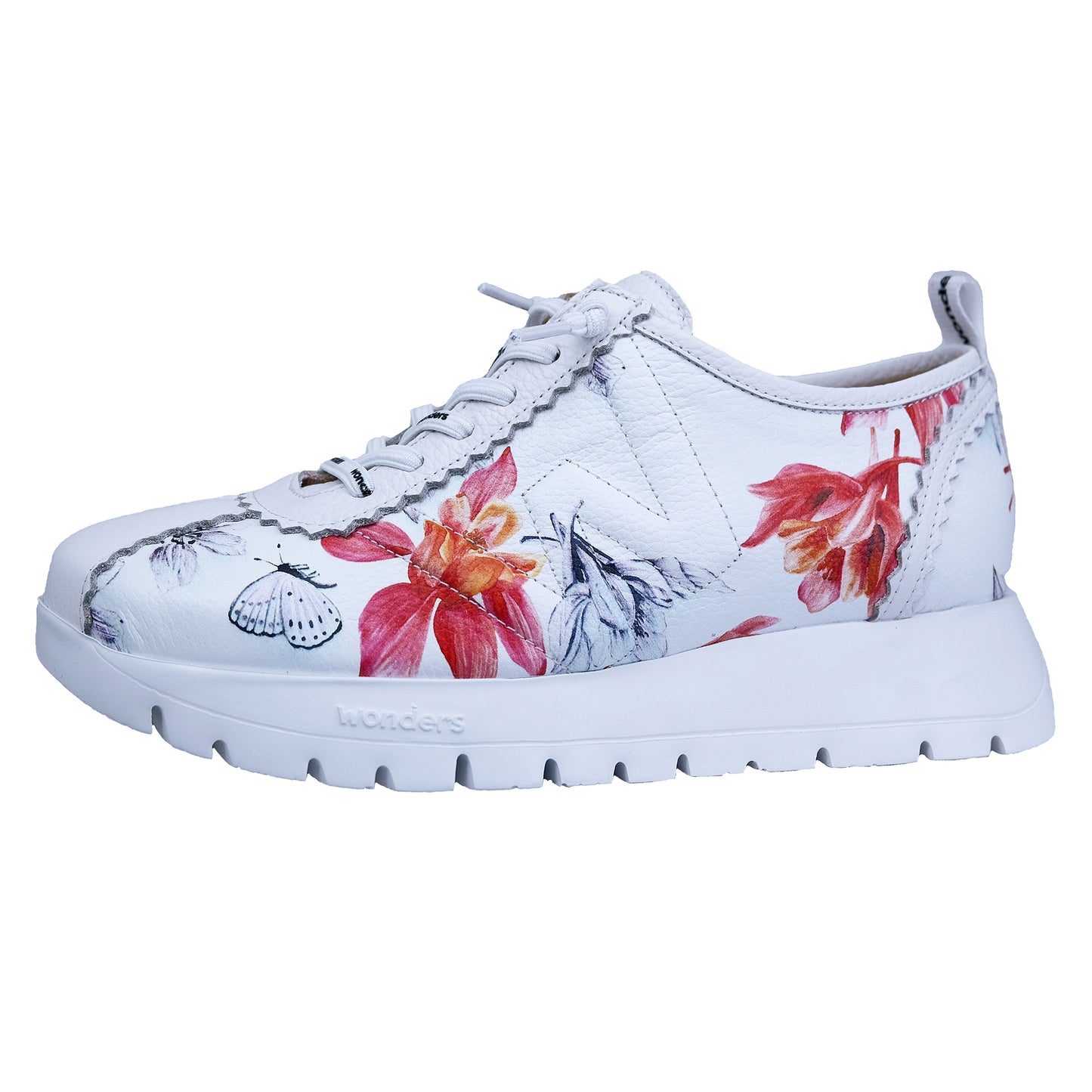 Wonders Start: Zapatillas Para Mujer Plataformas Blanco Piel Ligero A-2424