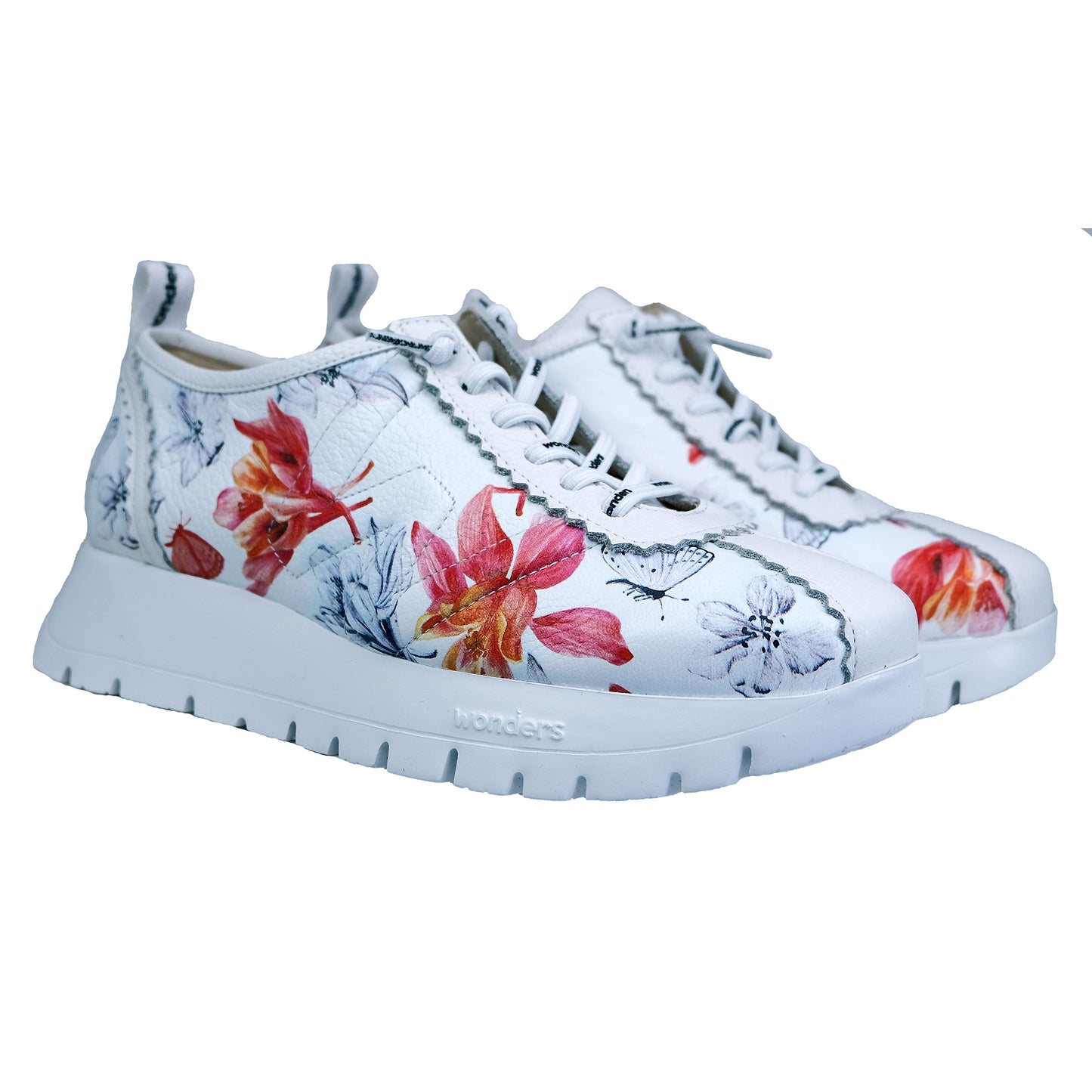 Wonders Start: Zapatillas Para Mujer Plataformas Blanco Piel Ligero A-2424