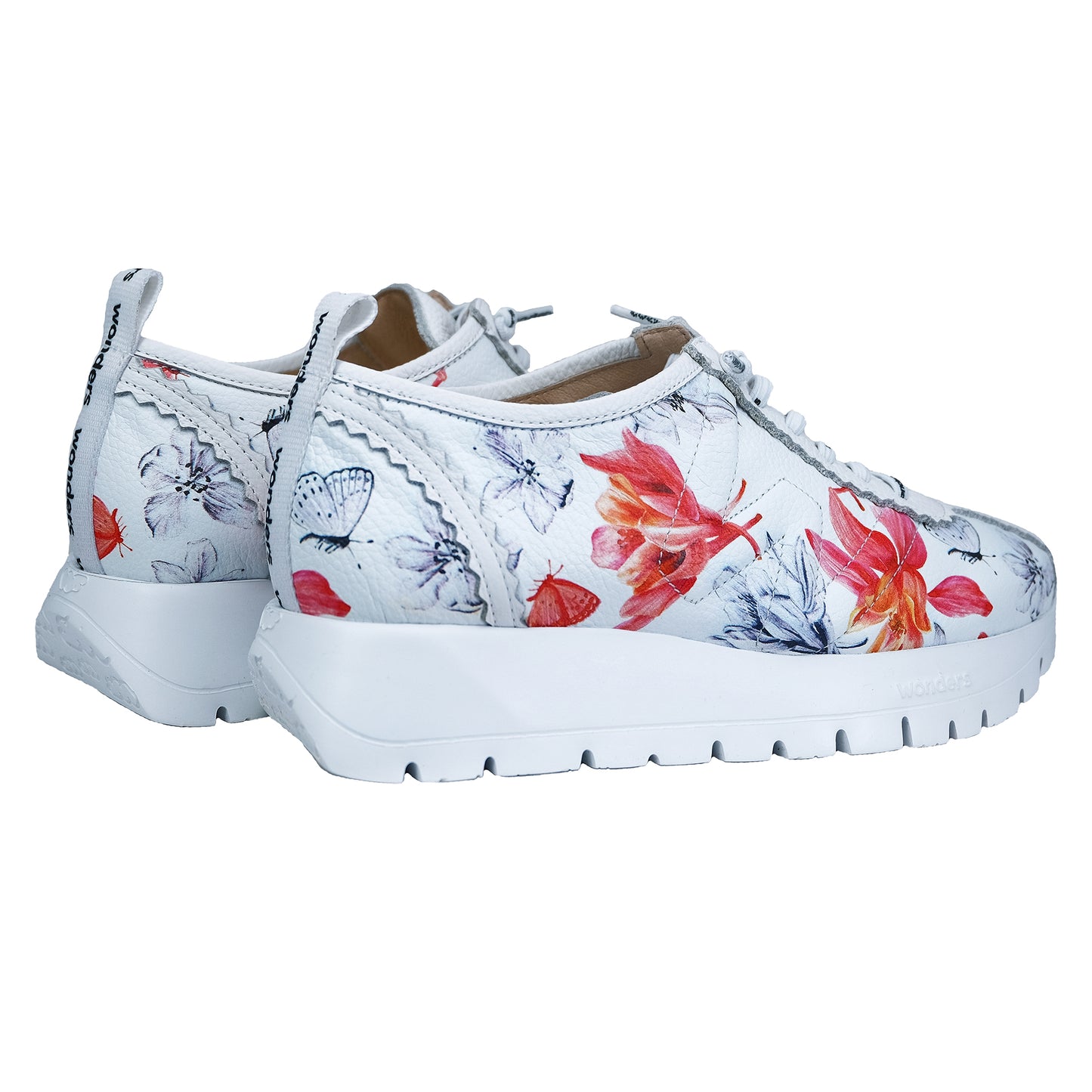 Wonders Start: Zapatillas Para Mujer Plataformas Blanco Piel Ligero A-2424