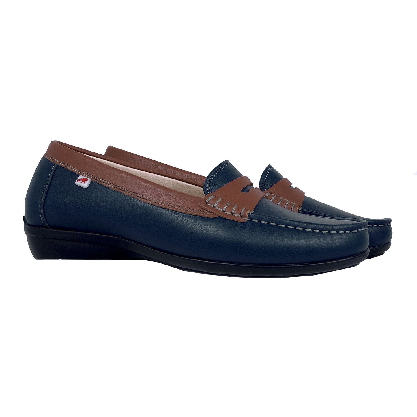 Fluchos Aduna: Mujer Mocasín Piel Flexible Azul F1921