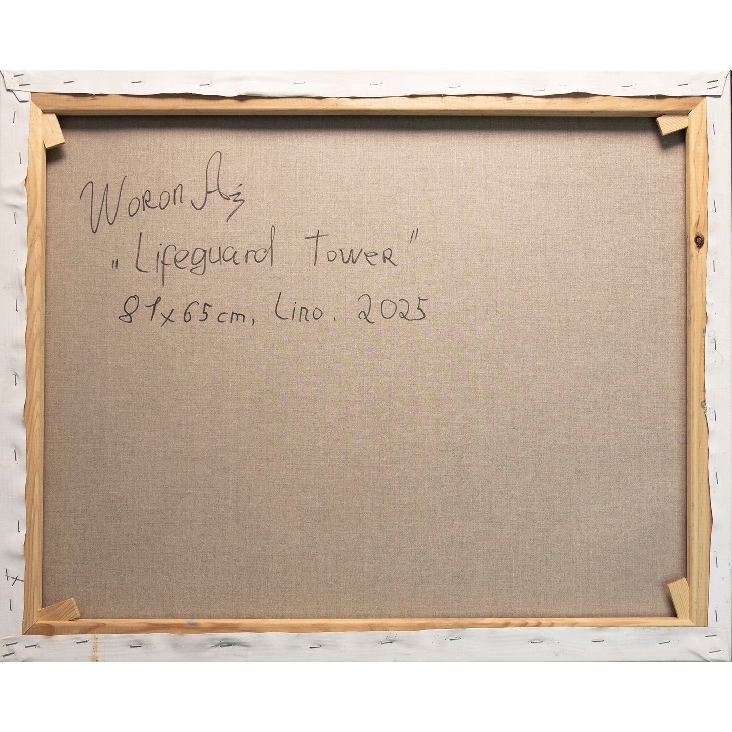 Anastasia Woron - Óleo Original Firmado 2025: Miami Lifeguard Tower 81x65cm