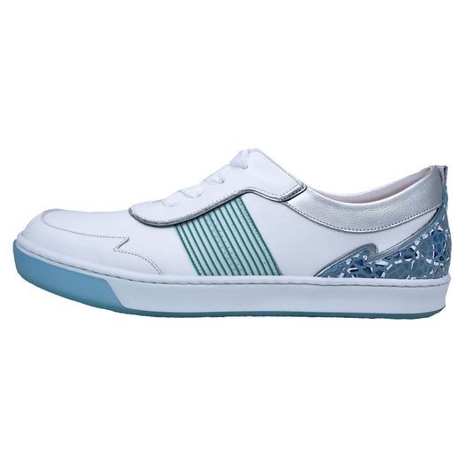Dorking Carol: Zapatillas Planas Mujer Blanco/Azul Piel D8726 – Estilo y Confort