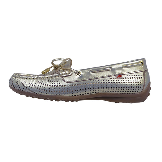 Fluchos Bruni:Mocasín Mujer Oro Piel Flexible: F1428