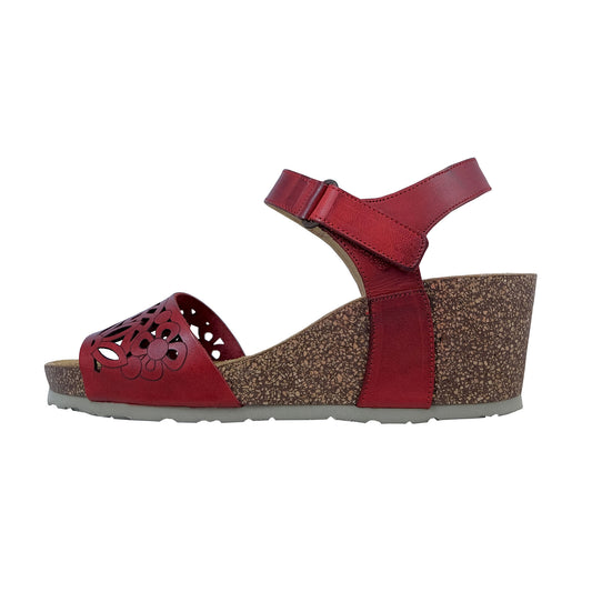 Dorking: Sandalia Cuña Mujer Piel Roja D8550