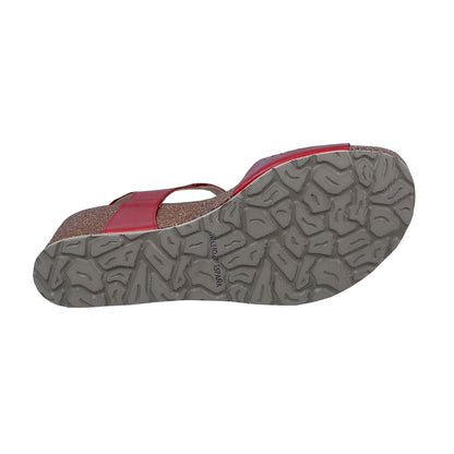 Dorking : Sandale compensée en cuir rouge pour femme D8550