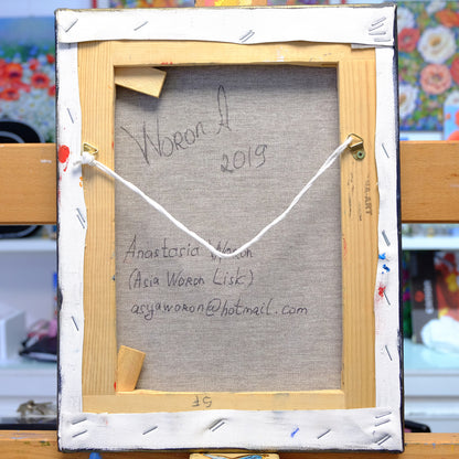 Anastasia Woron : « Champ de coquelicots » – Peinture à l'huile originale 35x27 cm (2019)