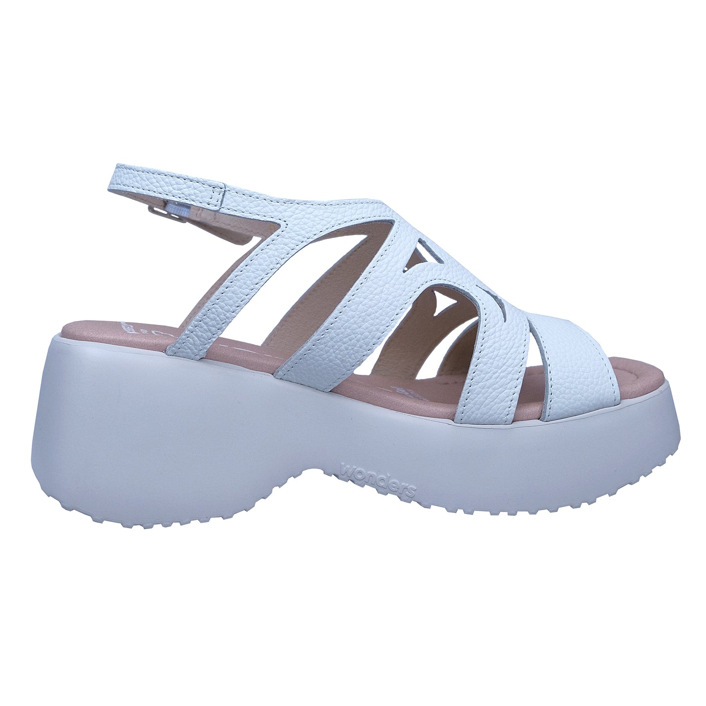 Wonders: Women's Platform Sandals White Leather D-9722