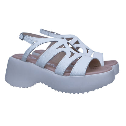 Wonders: Women's Platform Sandals White Leather D-9722