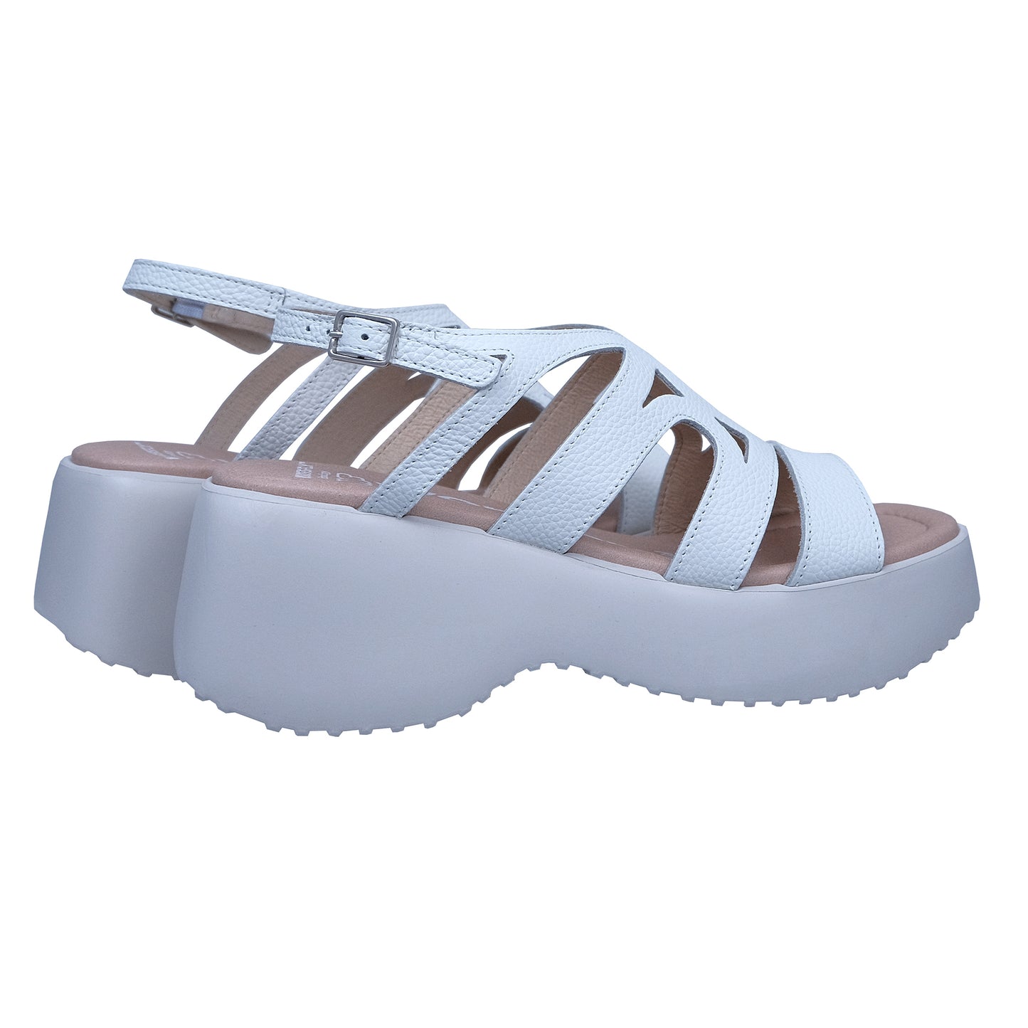 Wonders: Women's Platform Sandals White Leather D-9722