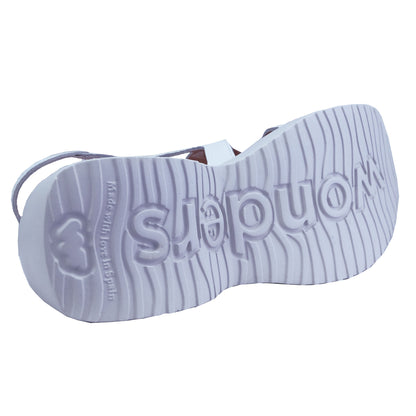 Wonders: Women's Platform Sandals White Leather D-9722