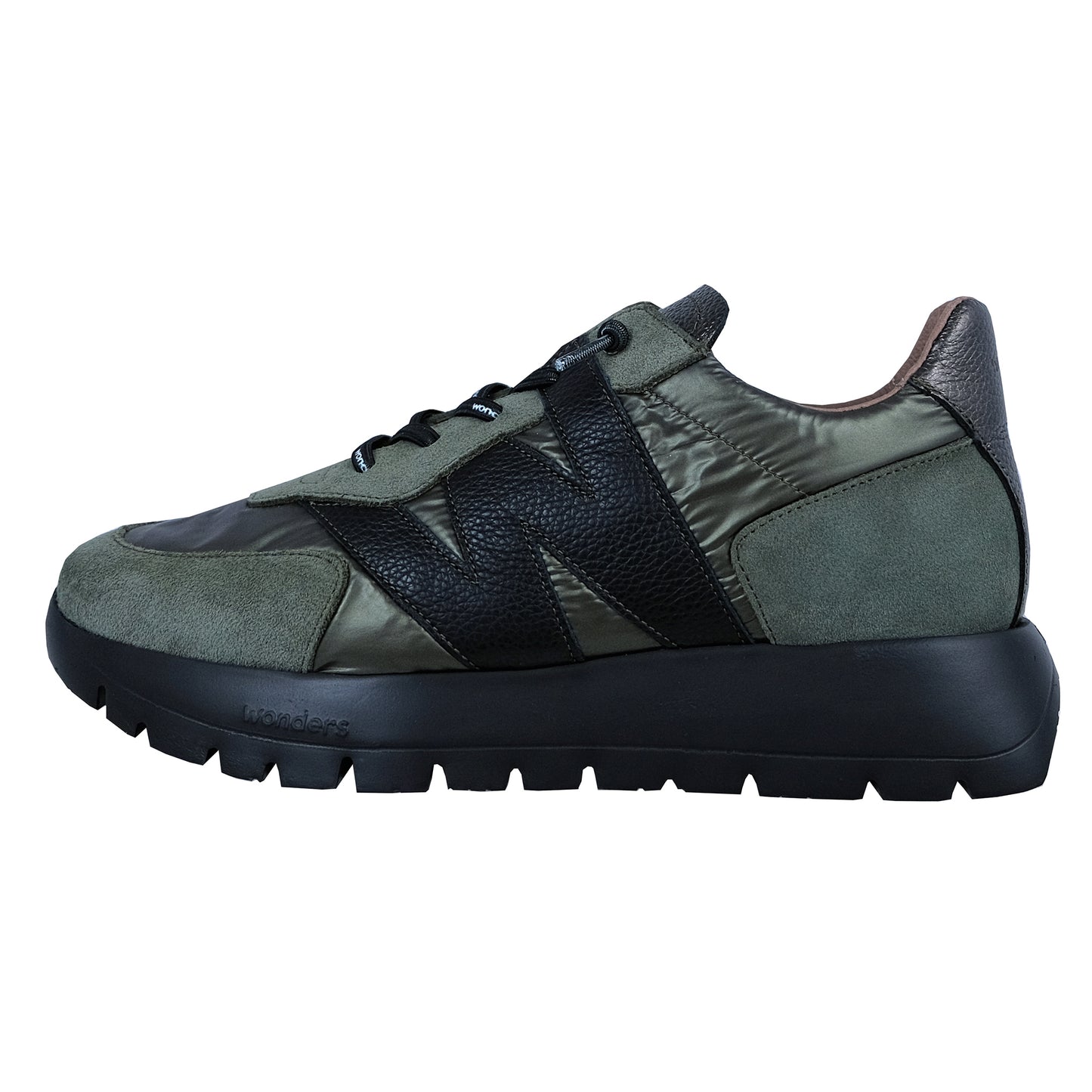 Wonders Oslo : Baskets à plateforme en cuir vert pour femme A-2464