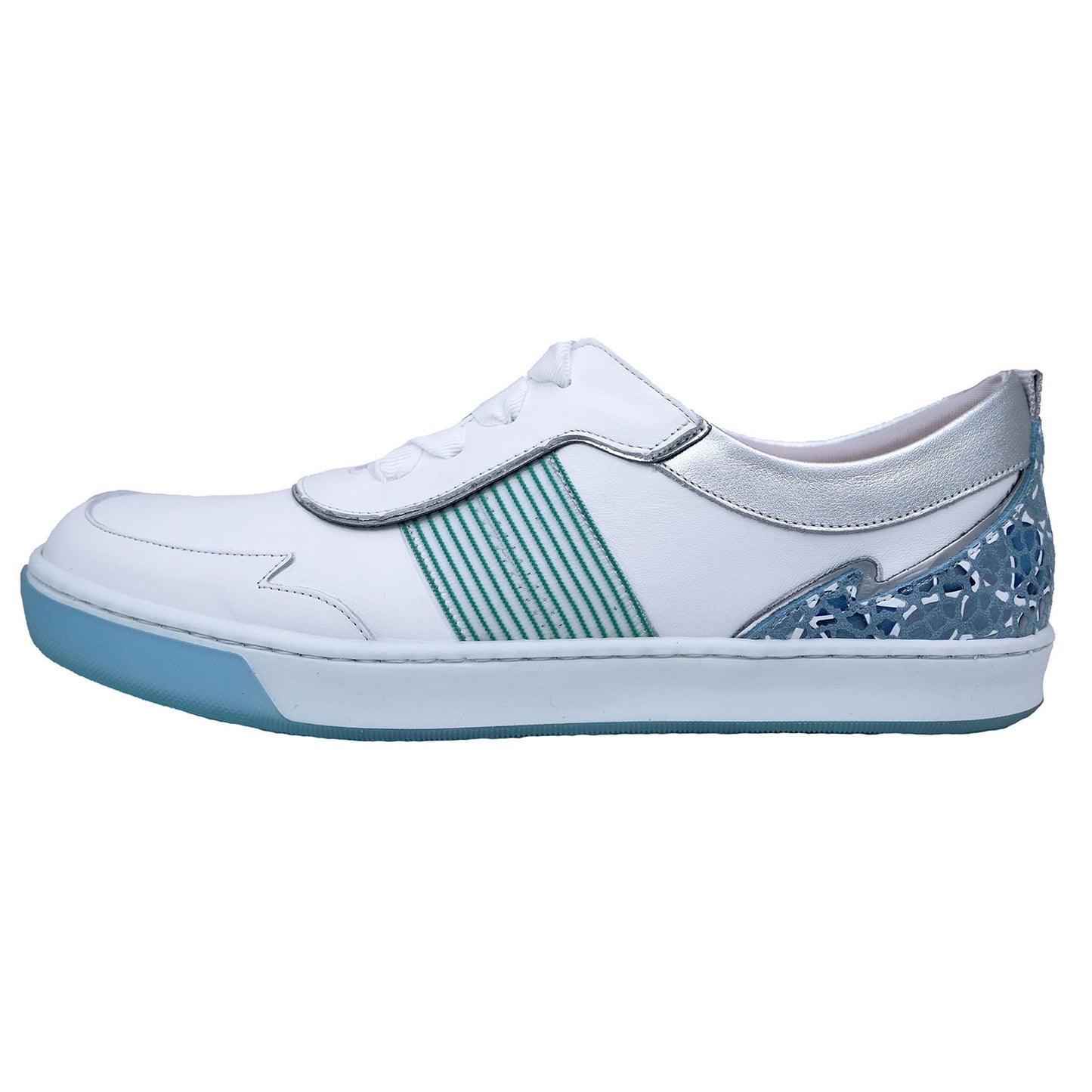 Dorking Carol: Zapatillas Planas Mujer Blanco/Azul Piel D8726 – Estilo y Confort