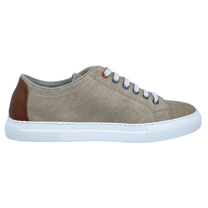 Fluchos Niko: Men's Beige Canvas/Leather Sneakers F1415