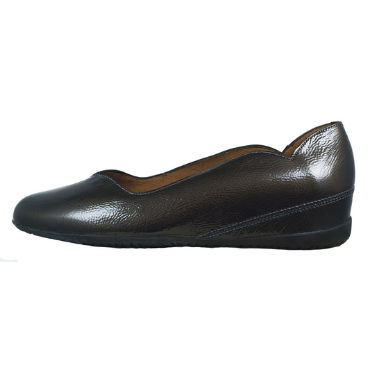 Wonders: Women's Grey Patent Leather Wedge Mary Janes A-1112