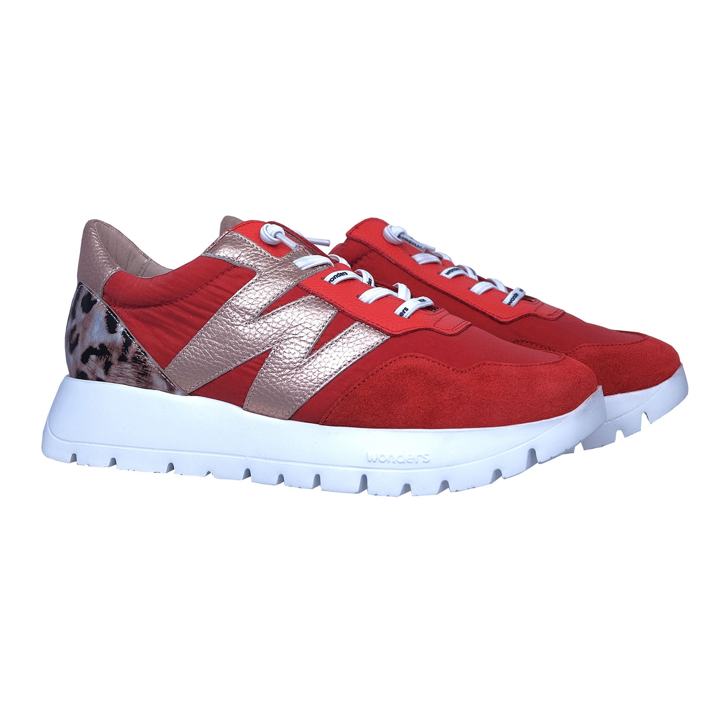 Wonders Odisei: Zapatillas Mujer Piel Rojo Confort A-2100
