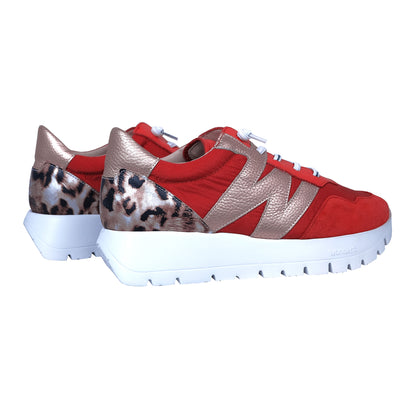 Wonders Odisei: Zapatillas Mujer Piel Rojo Confort A-2100
