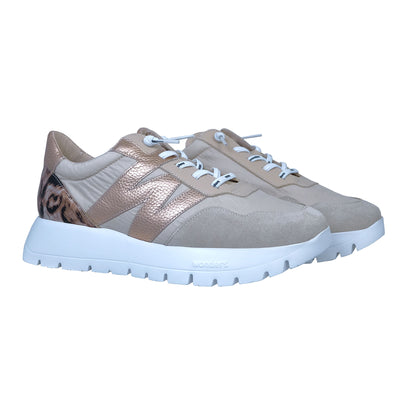 Wonders Odisei: Women's Beige Leather Comfort Shoes A-2100