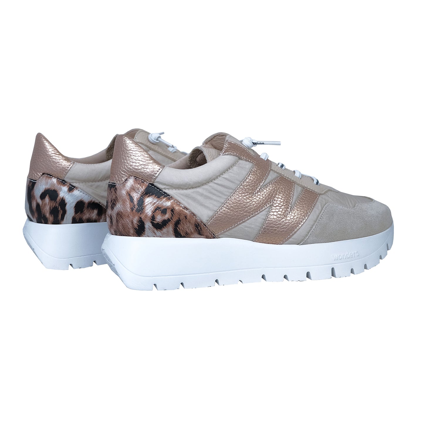 Wonders Odisei: Women's Beige Leather Comfort Shoes A-2100