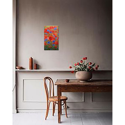 Anastasia Woron: "Poppies with Cornflowers" – Original Oil Painting 46x27 cm (2022)