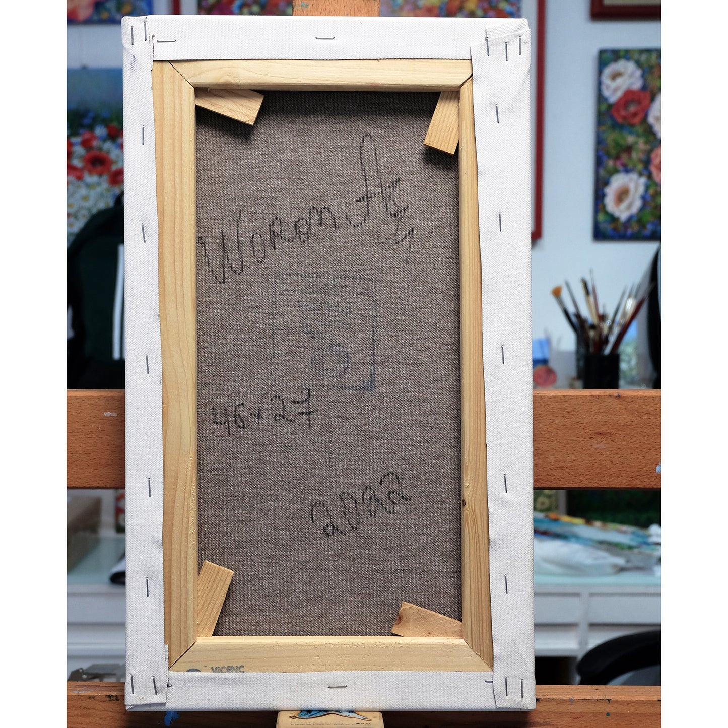 Anastasia Woron: "Poppies with Cornflowers" – Original Oil Painting 46x27 cm (2022)