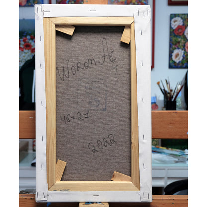 Anastasia Woron: "Poppies with Cornflowers" – Original Oil Painting 46x27 cm (2022)