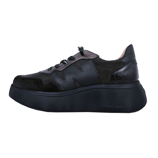 Wonders Roma – Zapatillas Plataforma Mujer Piel Negro: A-3631