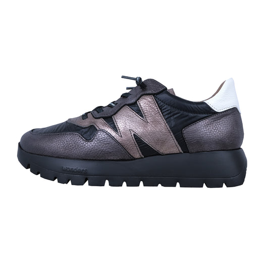 Wonders Odisei – Zapatillas Mujer Plataforma Negro/Plomo: A-2491