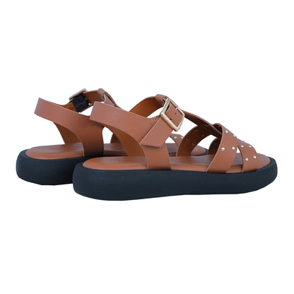 Wonders Musa Brown – Women's Flat Leather Comfort Sandals: AB-1567