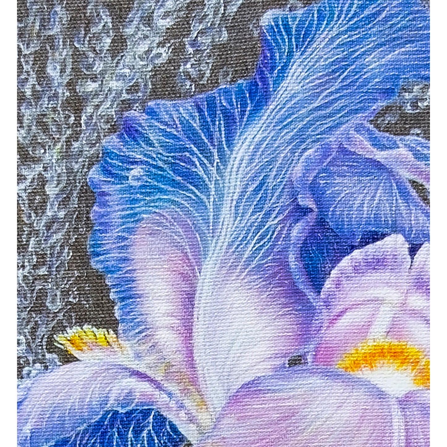 Anastasia Woron : « Iris dans des perles de pluie » – Huile 46 x 33 cm