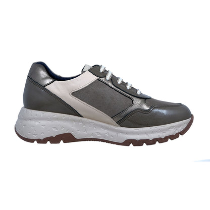 Fluchos Nexus: Zapatillas Para Mujer Con Cordones y Cremallera Beige Piel F2308