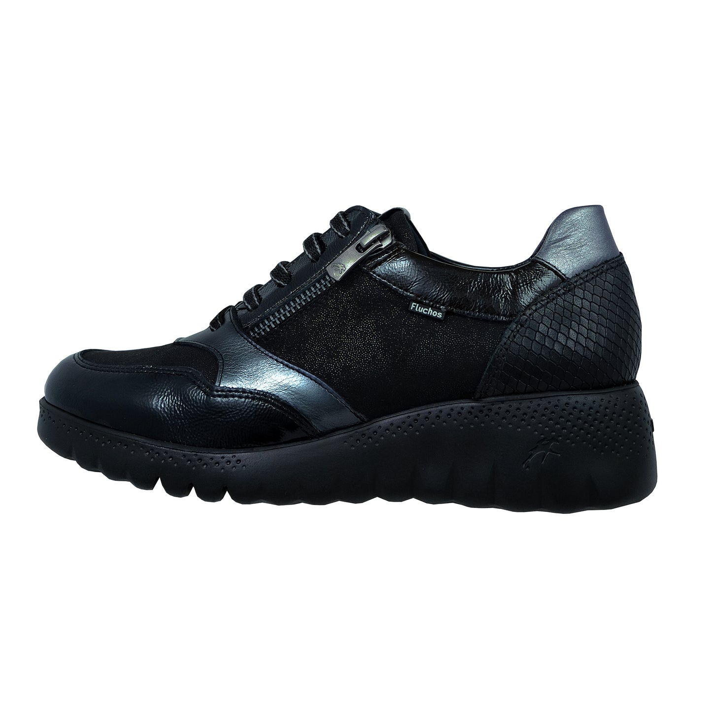 Fluchos Live – Zapatillas Mujer Piel Negra Confort: F2248