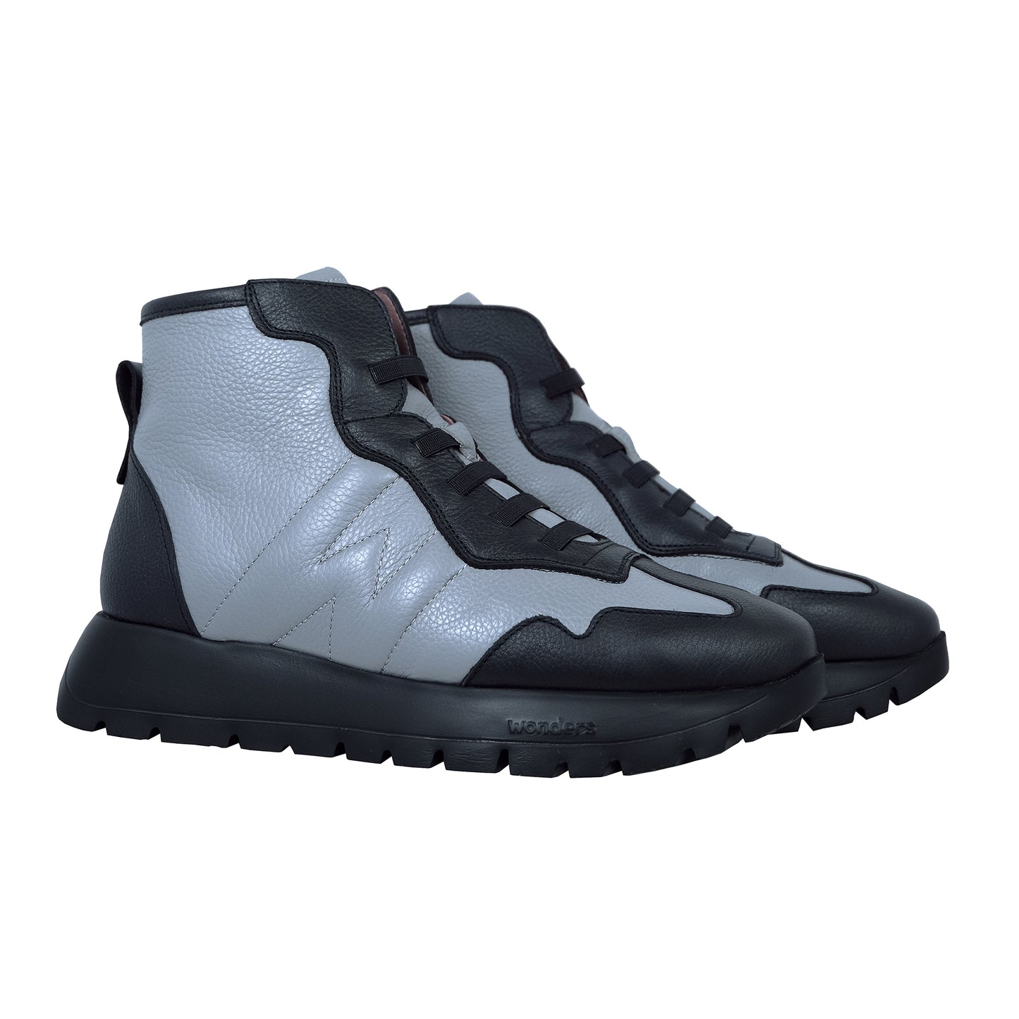 Wonders England – Botines Plataforma Mujer Piel Gris: A-2451