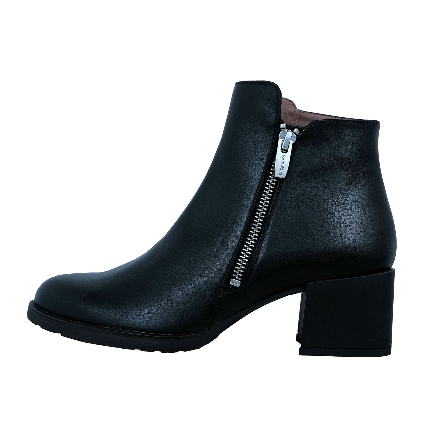 Wonders: Women's Ankle Boots with Heel, Black Leather H-3520
