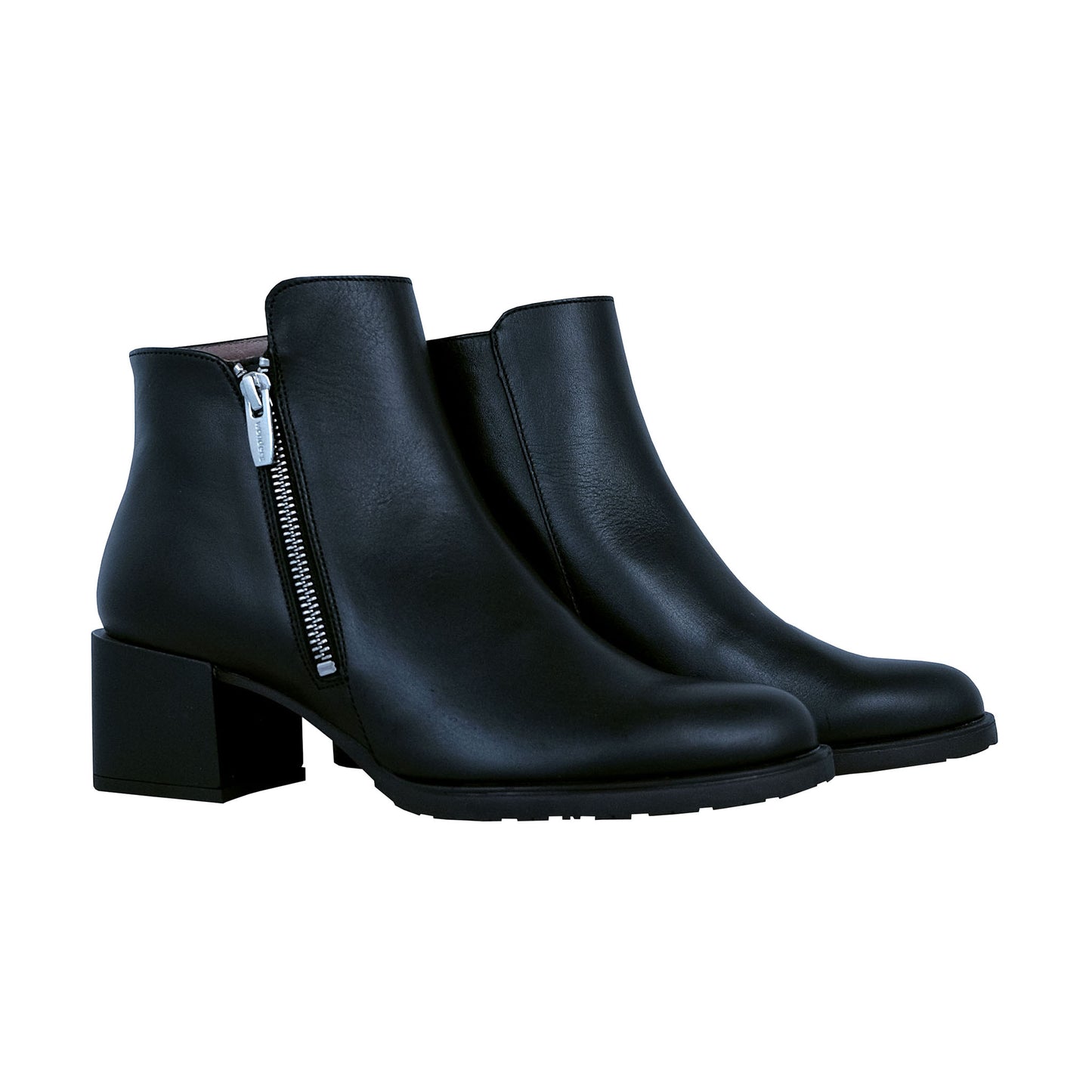 Wonders: Women's Ankle Boots with Heel, Black Leather H-3520