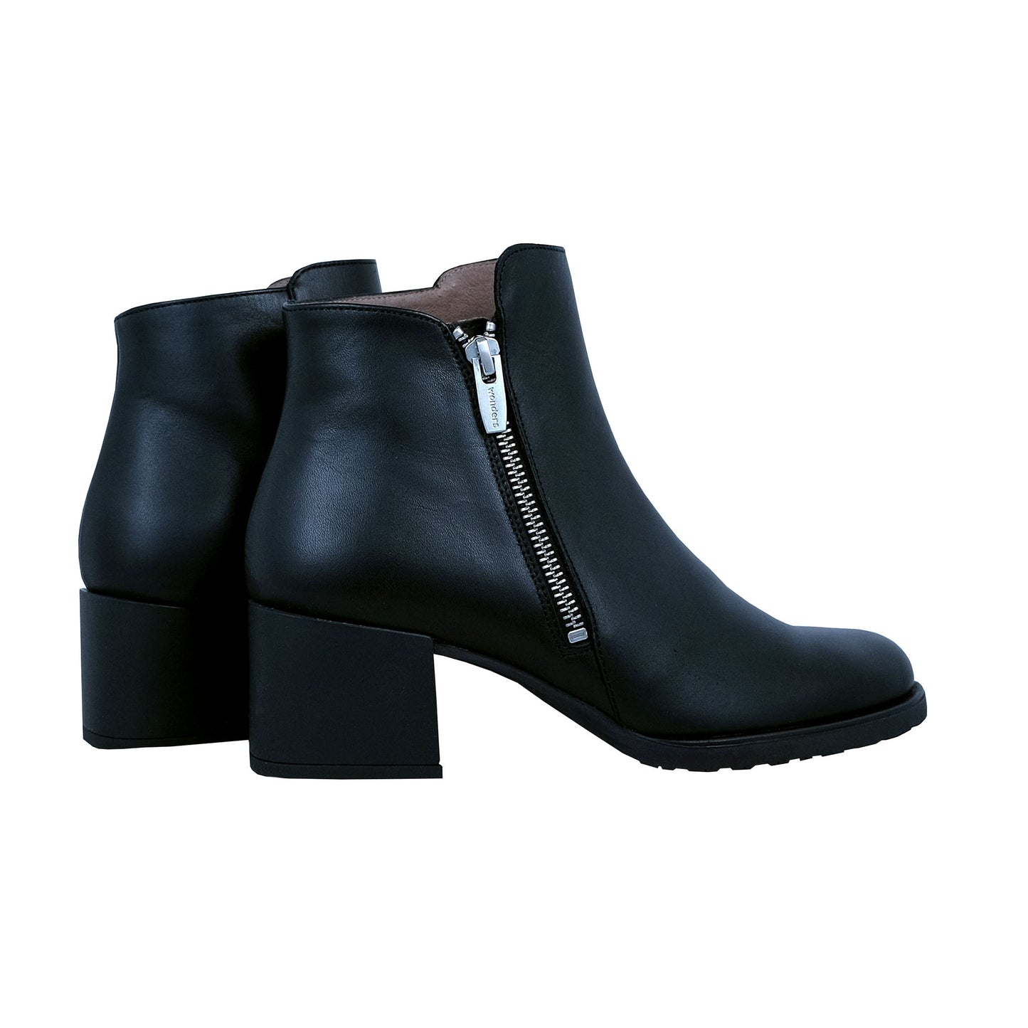 Wonders: Women's Ankle Boots with Heel, Black Leather H-3520