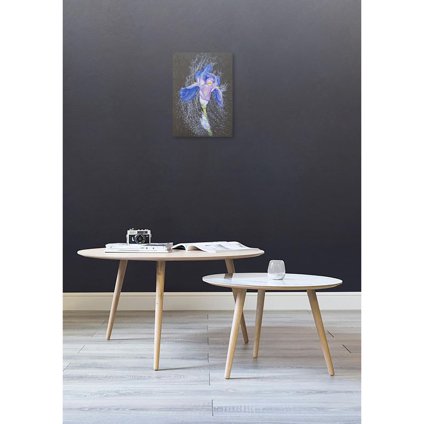 Anastasia Woron : « Iris dans des perles de pluie » – Huile 46 x 33 cm