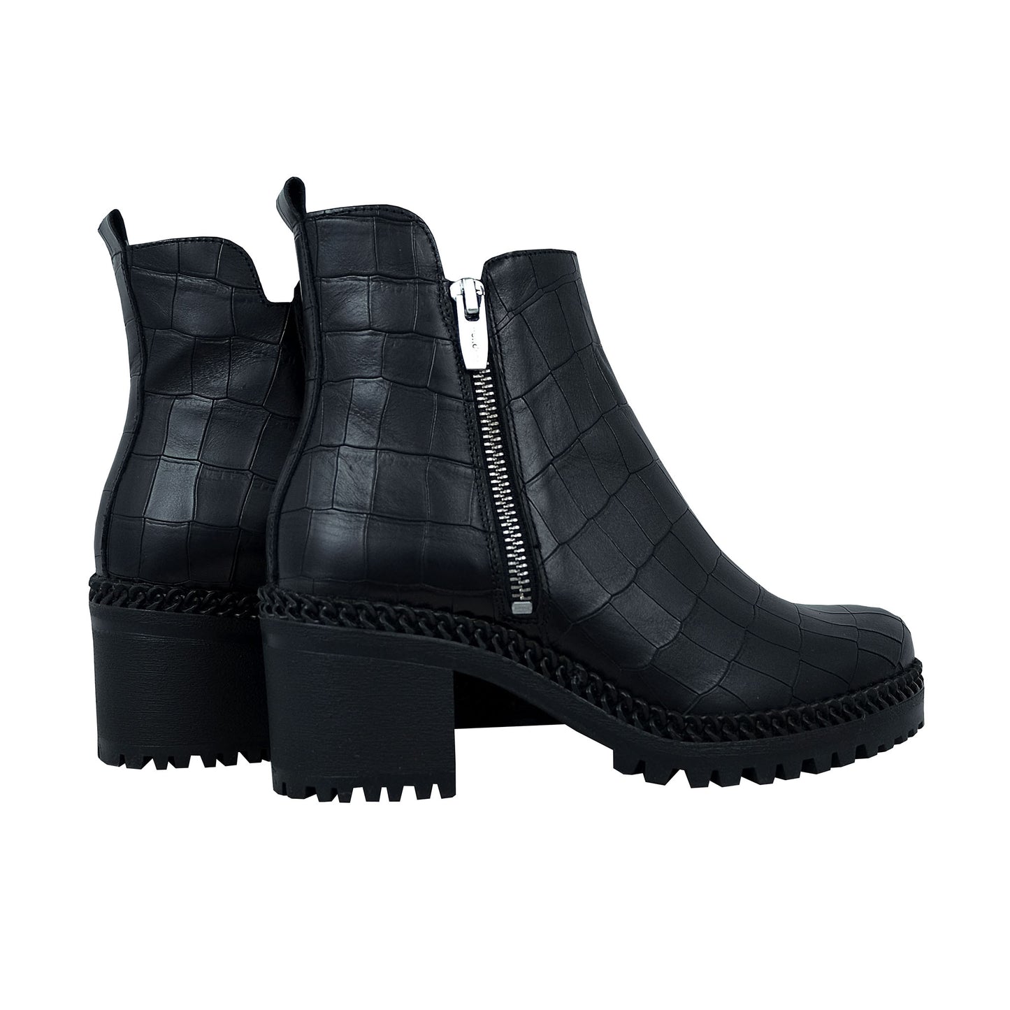 Wonders H-3924 – Bottines pour femme en cuir noir façon crocodile : confort et style