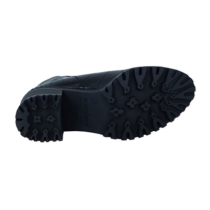 Wonders H-3924 – Bottines pour femme en cuir noir façon crocodile : confort et style