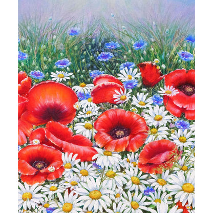 Anastasia Woron : « Coquelicots et marguerites » – Peinture à l'huile originale 45x33 cm (2021)