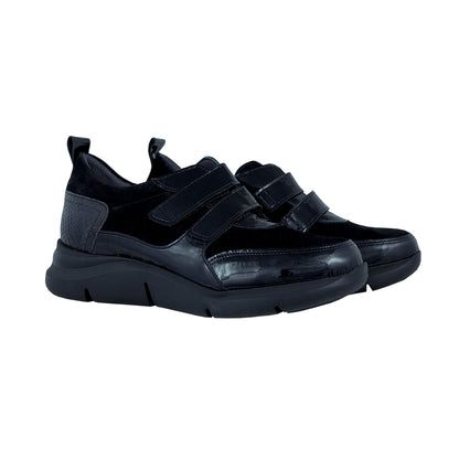 Fluchos Tropical – Chaussures confortables en cuir noir pour femmes : F1007