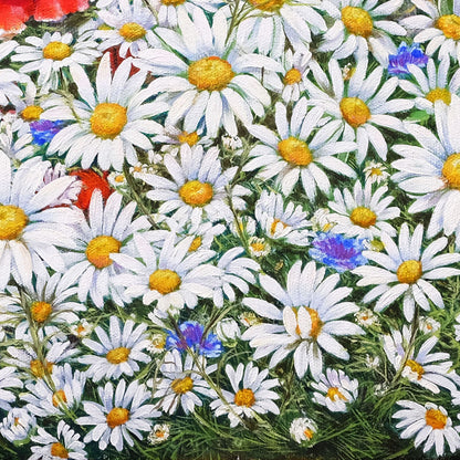 Anastasia Woron : « Coquelicots et marguerites » – Peinture à l'huile originale 45x33 cm (2021)