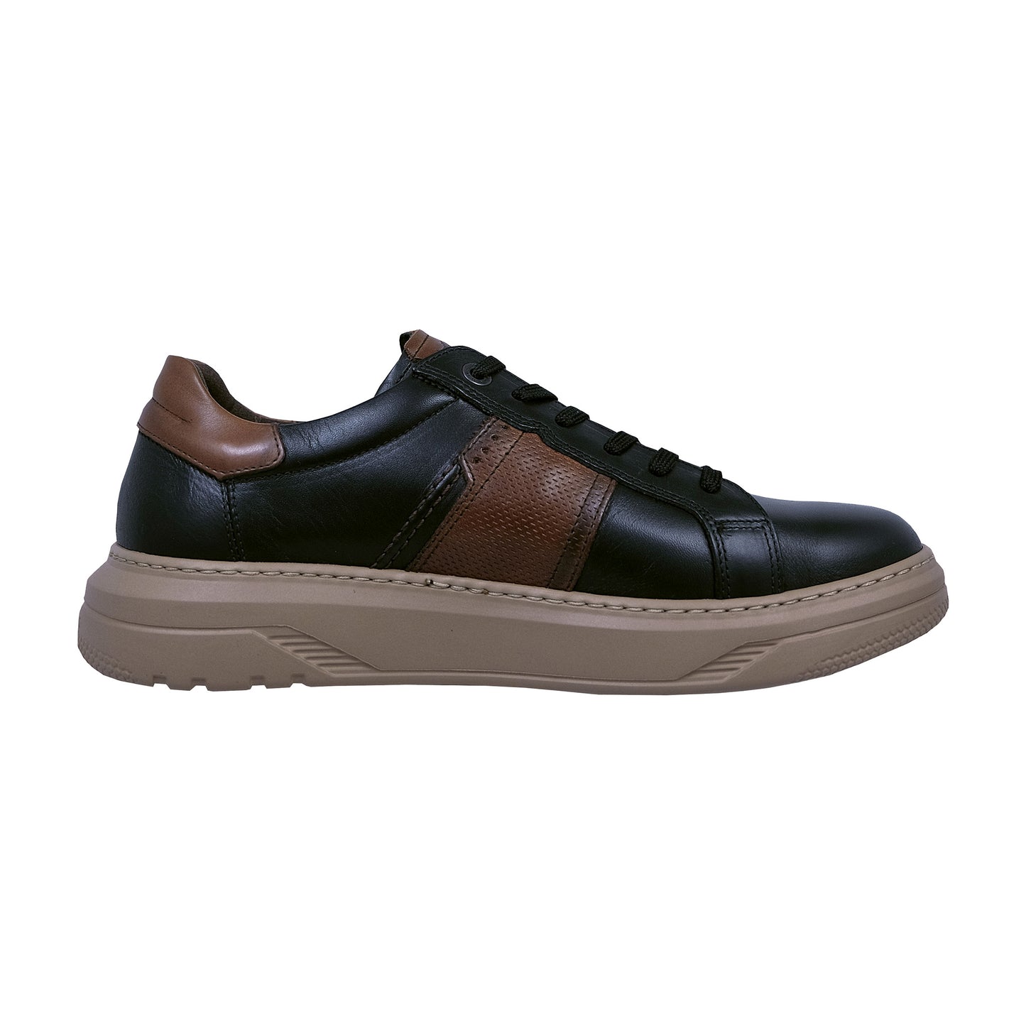 Fluchos Boston : Baskets en cuir noir pour homme F2043