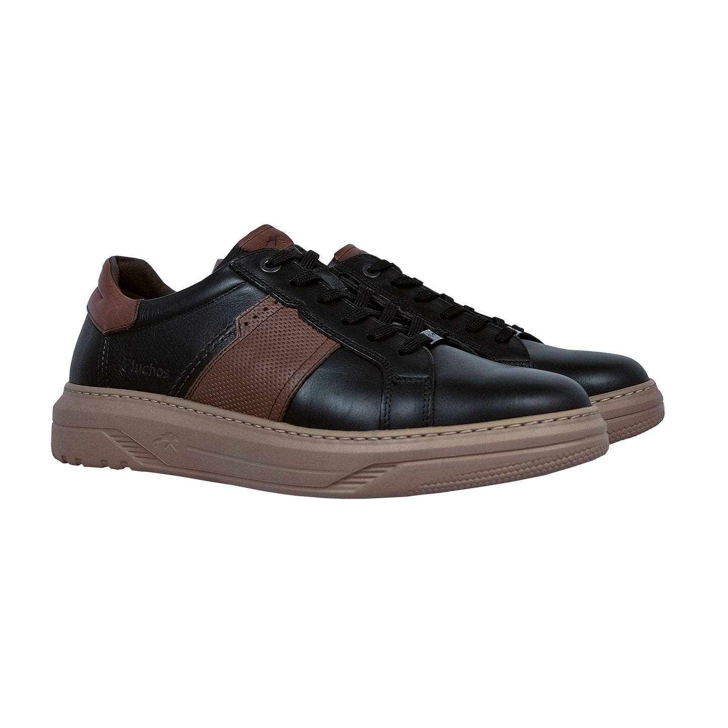 Fluchos Boston : Baskets en cuir noir pour homme F2043