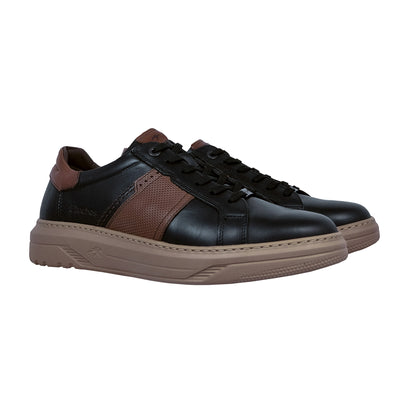 Fluchos Boston : Baskets en cuir noir pour homme F2043