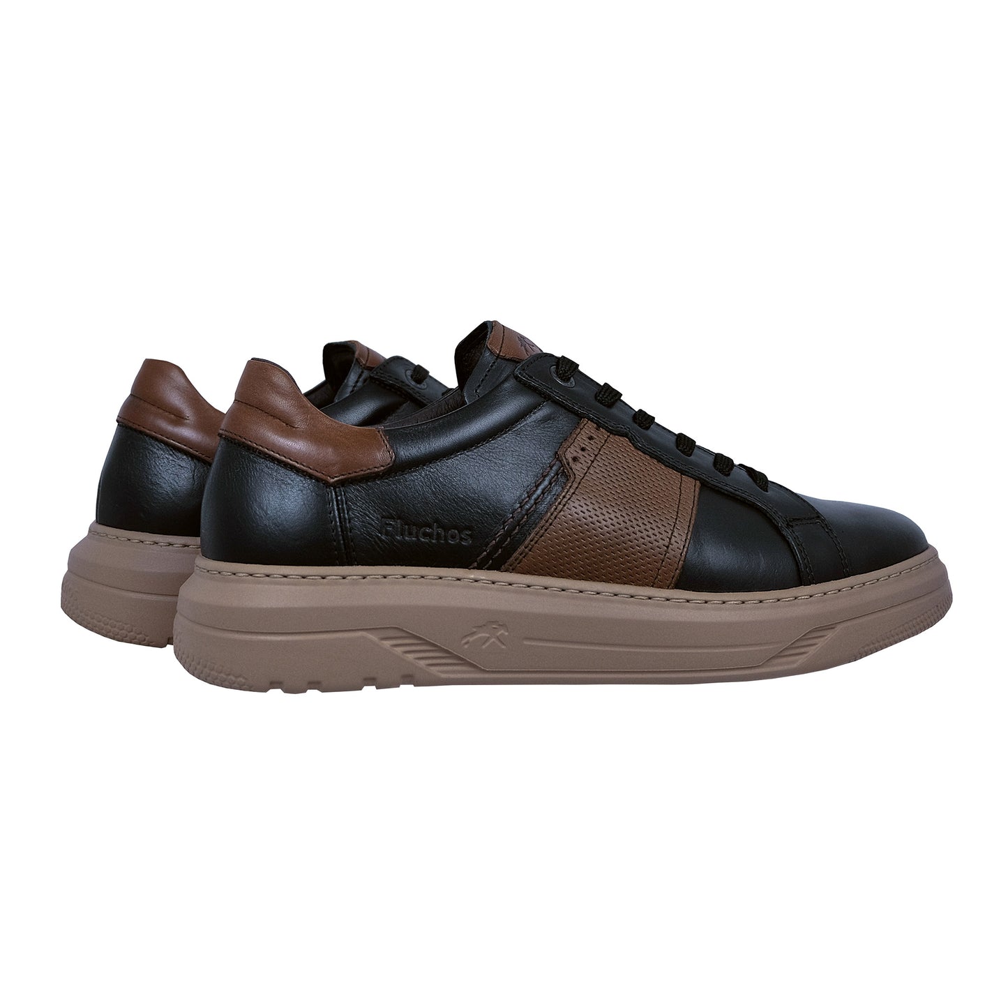 Fluchos Boston : Baskets en cuir noir pour homme F2043