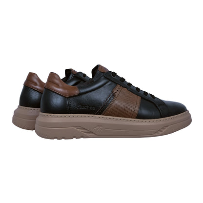 Fluchos Boston : Baskets en cuir noir pour homme F2043