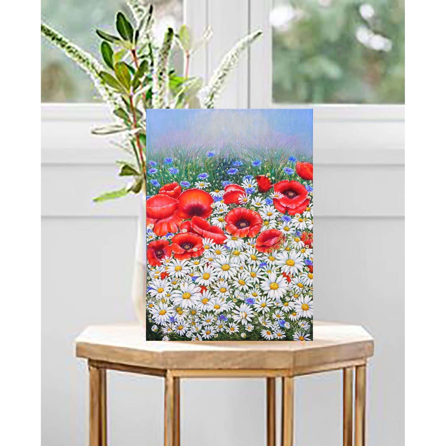 Anastasia Woron : « Coquelicots et marguerites » – Peinture à l'huile originale 45x33 cm (2021)